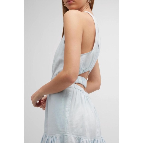 A.L.C. Wrenley Blue Linen Long Cut-Out Back Dress - Picture 7 of 12